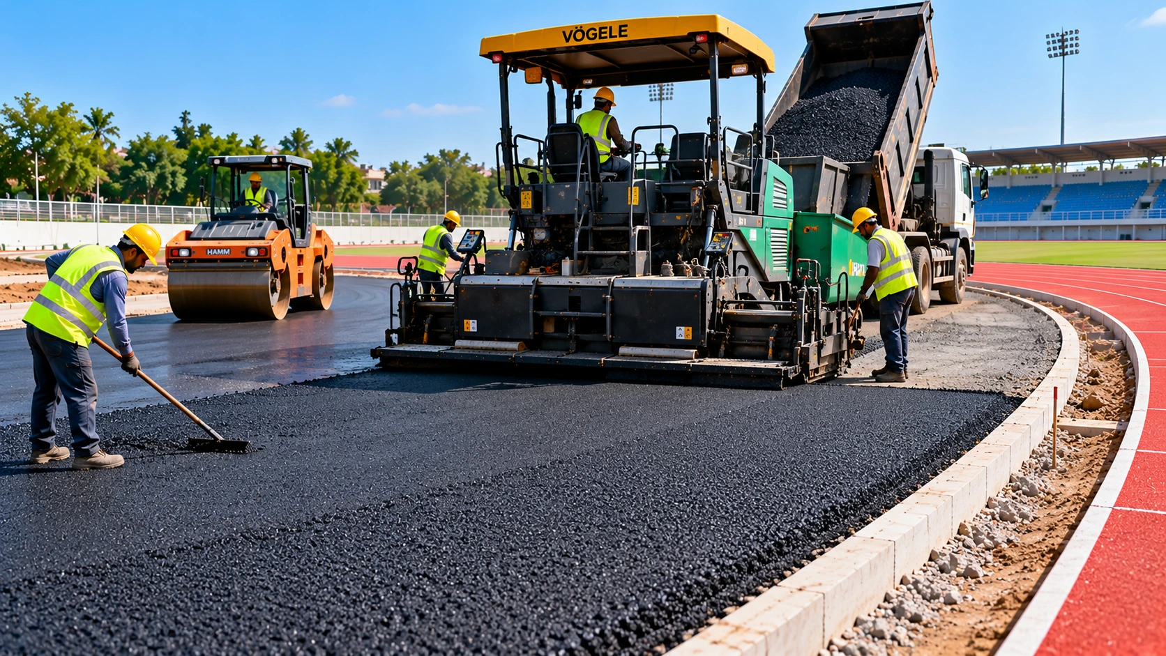Athletic Track Construction in India: Base Curing and Water Puddle Test