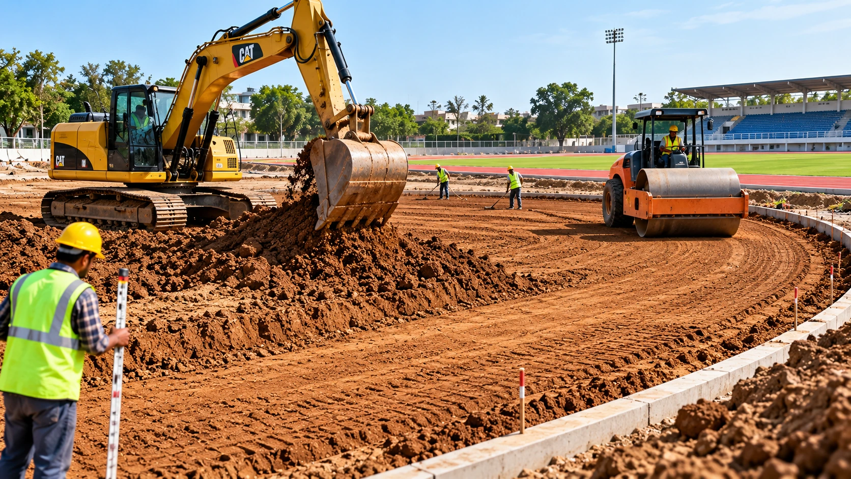 Athletic Track Construction in India - Excavation and Sub Grade Preparation